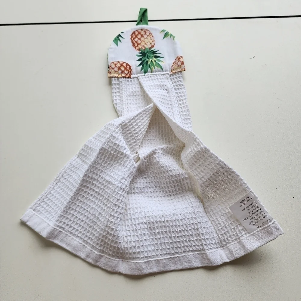 New Kitchen Towel Gift Set Pineapple Design Green & White 7 pc set packaging